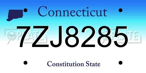 7ZJ8285 Connecticut License Plate