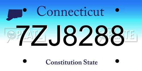 7ZJ8288 Connecticut License Plate