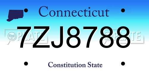 7ZJ8788 Connecticut License Plate