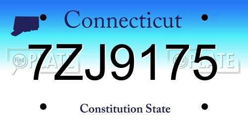 7ZJ9175 Connecticut License Plate