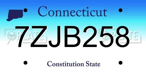 7ZJB258 Connecticut License Plate