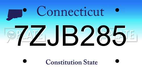 7ZJB285 Connecticut License Plate