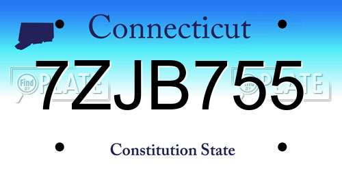 7ZJB755 Connecticut License Plate