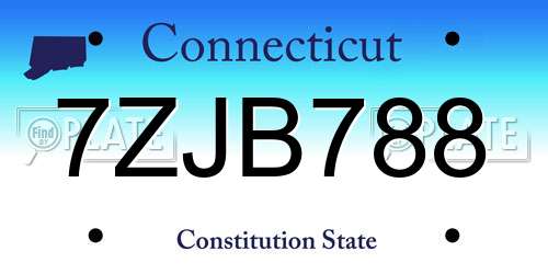 7ZJB788 Connecticut License Plate