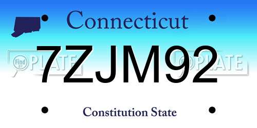7ZJM92 Connecticut License Plate