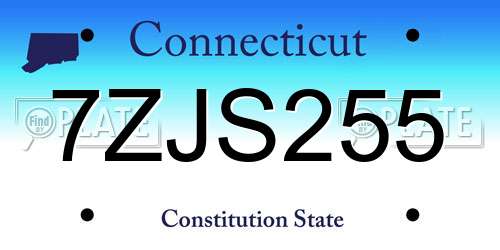 7ZJS255 Connecticut License Plate