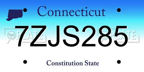 7ZJS285 Connecticut License Plate