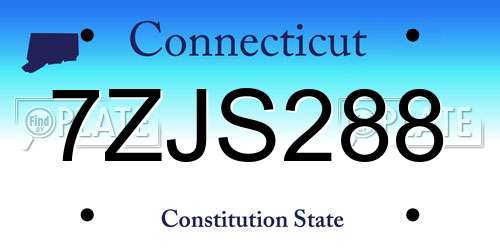 7ZJS288 Connecticut License Plate