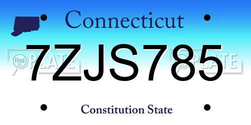 7ZJS785 Connecticut License Plate