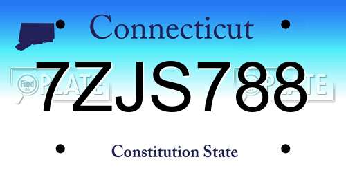 7ZJS788 Connecticut License Plate