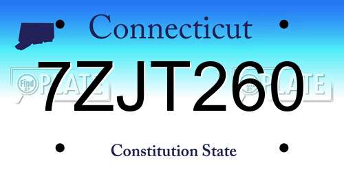 7ZJT260 Connecticut License Plate