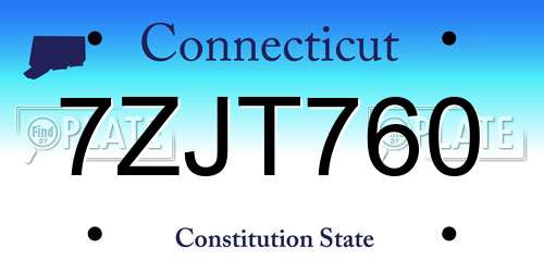 7ZJT760 Connecticut License Plate