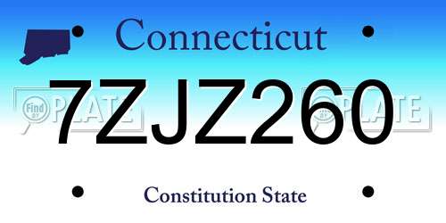 7ZJZ260 Connecticut License Plate
