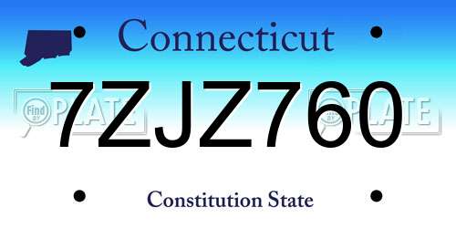 7ZJZ760 Connecticut License Plate