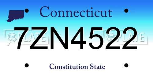 7ZN4522 Connecticut License Plate