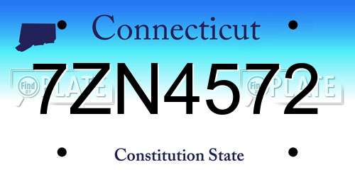 7ZN4572 Connecticut License Plate