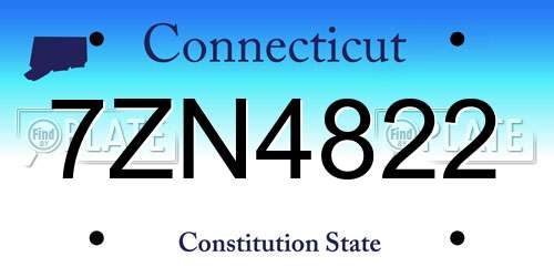 7ZN4822 Connecticut License Plate