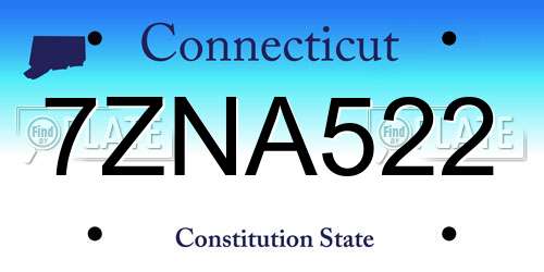 7ZNA522 Connecticut License Plate