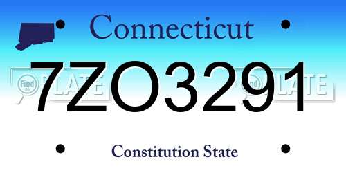 7ZO3291 Connecticut License Plate