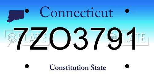 7ZO3791 Connecticut License Plate