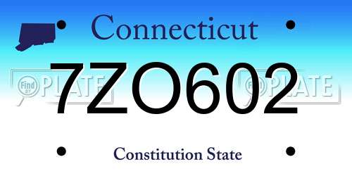 7ZO602 Connecticut License Plate