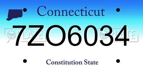 7ZO6034 Connecticut License Plate