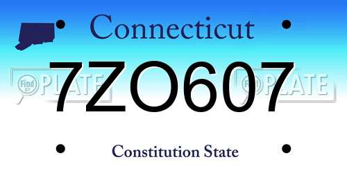 7ZO607 Connecticut License Plate