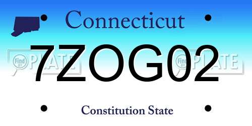 7ZOG02 Connecticut License Plate