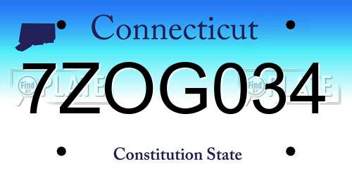 7ZOG034 Connecticut License Plate