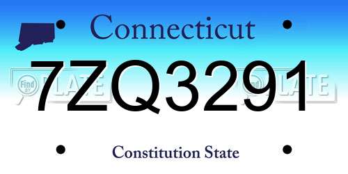 7ZQ3291 Connecticut License Plate