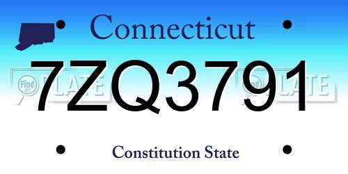 7ZQ3791 Connecticut License Plate