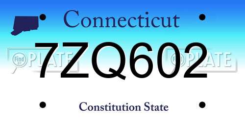 7ZQ602 Connecticut License Plate