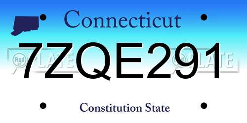 7ZQE291 Connecticut License Plate