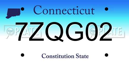 7ZQG02 Connecticut License Plate