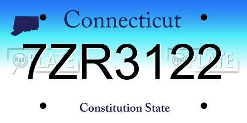7ZR3122 Connecticut License Plate