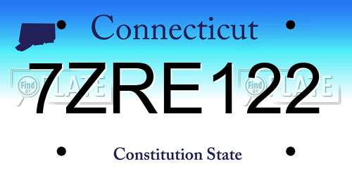 7ZRE122 Connecticut License Plate