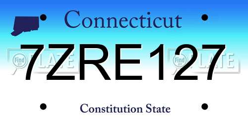 7ZRE127 Connecticut License Plate