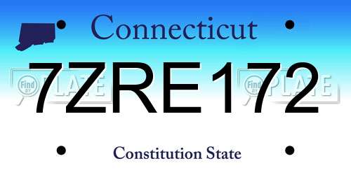 7ZRE172 Connecticut License Plate
