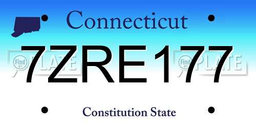 7ZRE177 Connecticut License Plate