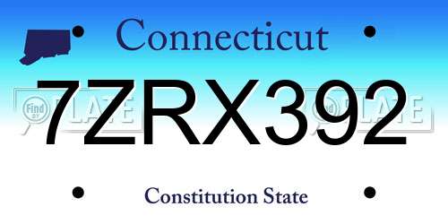 7ZRX392 Connecticut License Plate