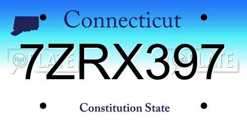 7ZRX397 Connecticut License Plate