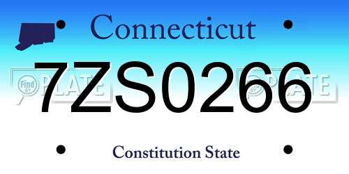 7ZS0266 Connecticut License Plate