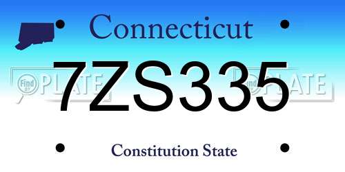 7ZS335 Connecticut License Plate