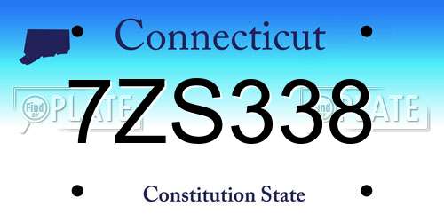 7ZS338 Connecticut License Plate