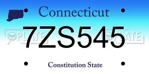 7ZS545 Connecticut License Plate