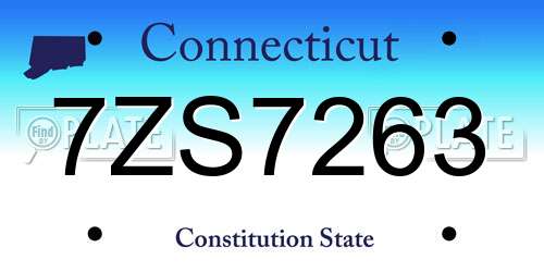 7ZS7263 Connecticut License Plate