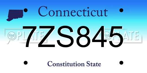 7ZS845 Connecticut License Plate