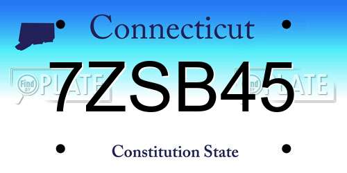 7ZSB45 Connecticut License Plate
