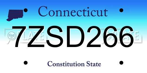7ZSD266 Connecticut License Plate