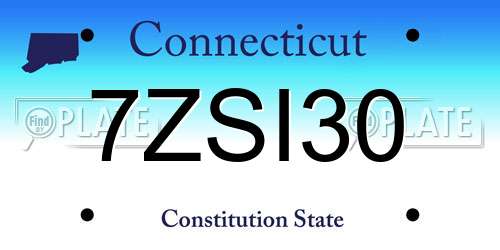 7ZSI30 Connecticut License Plate